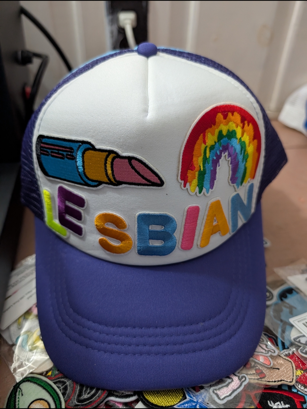 Rainbow 'Lesbian' Patch Trucker Hat - Purple